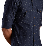 Men's Navy Blue Hunting Style Cotton Printed Shirt | Outdoor Adventure Wear